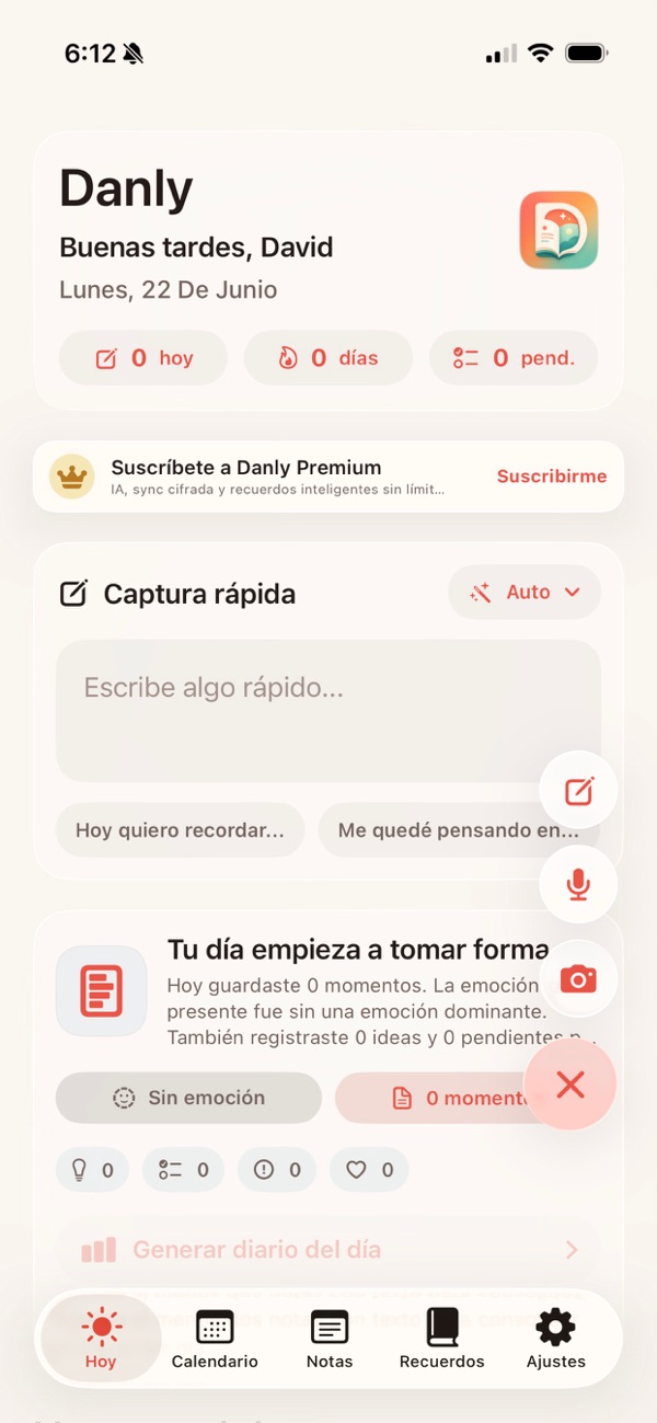 Inicio y captura rápida en Danly